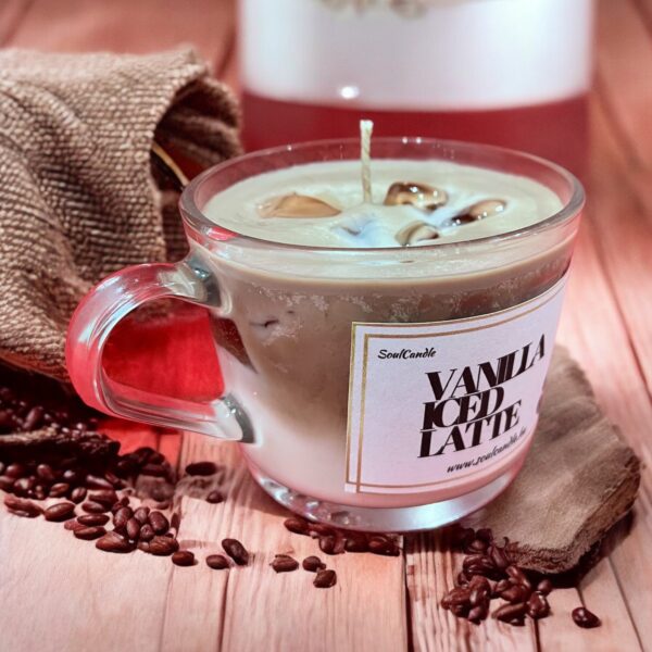 Vanilla Iced Latte- kézzel készült poharas szójagyertya 9x8cm