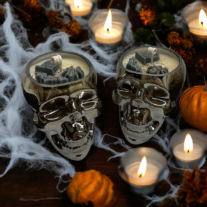 It's Halloween party – kézzel készült poharas szójagyertya 11x7x10cm